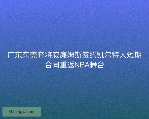 广东东莞弃将威廉姆斯签约凯尔特人短期合同重返NBA舞台